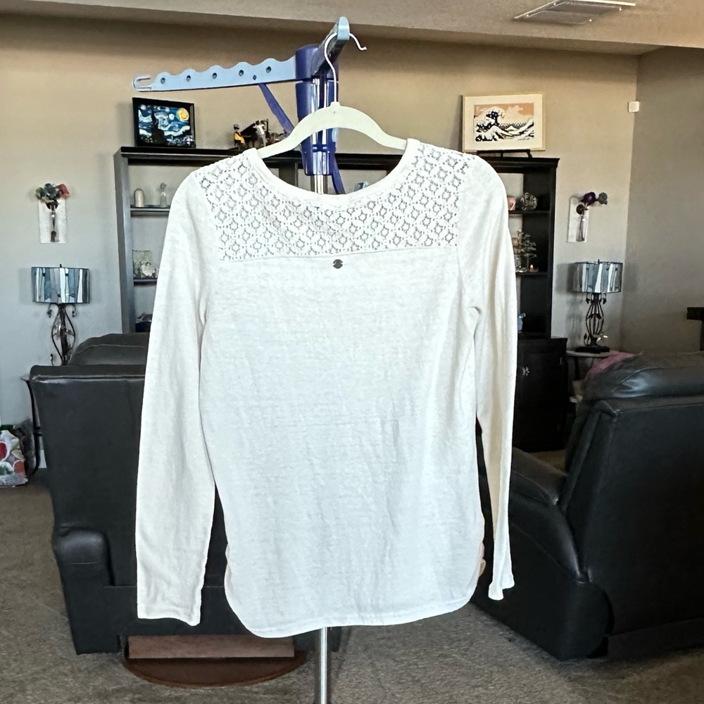 PrAna Beige long sleeve with lace top. Size Small - Picture 2 of 6